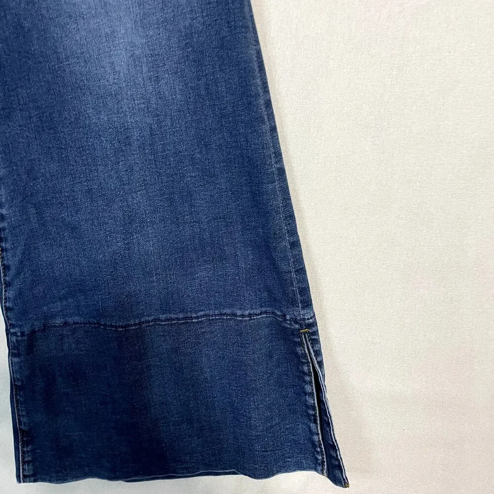 Rock & Roll Cowgirl High Rise Palazzo Flare‎ Jeans Dark Wash Slit Hem - Size 27